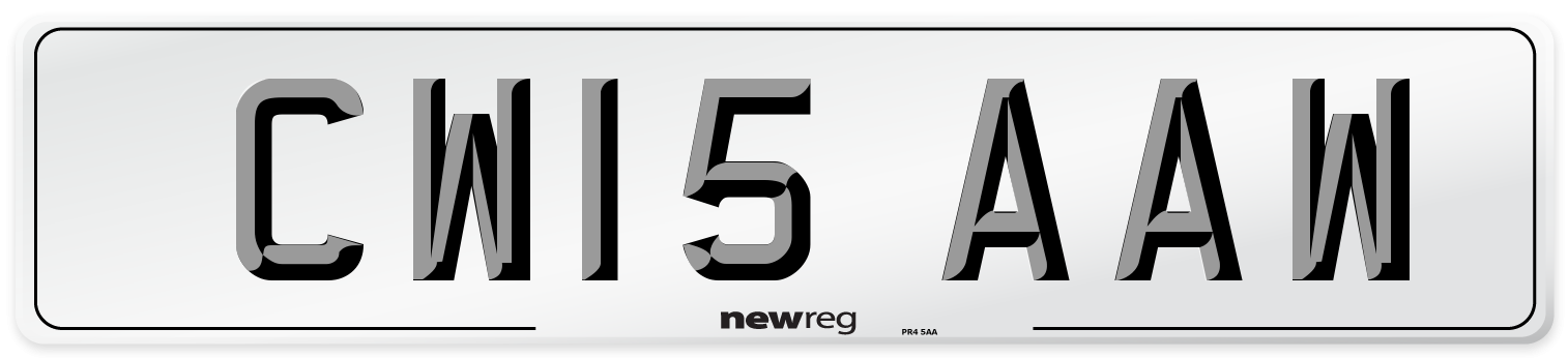 CW15 AAW Number Plate from New Reg